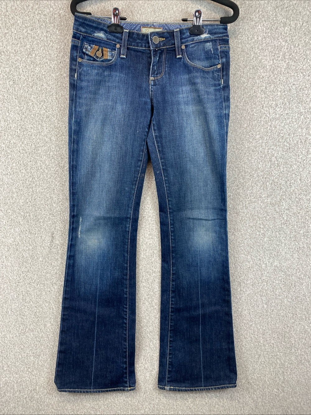 Paige Fairfax Boot Cut Low Rise Size 26 Y2K Retro Embroidered Pockets